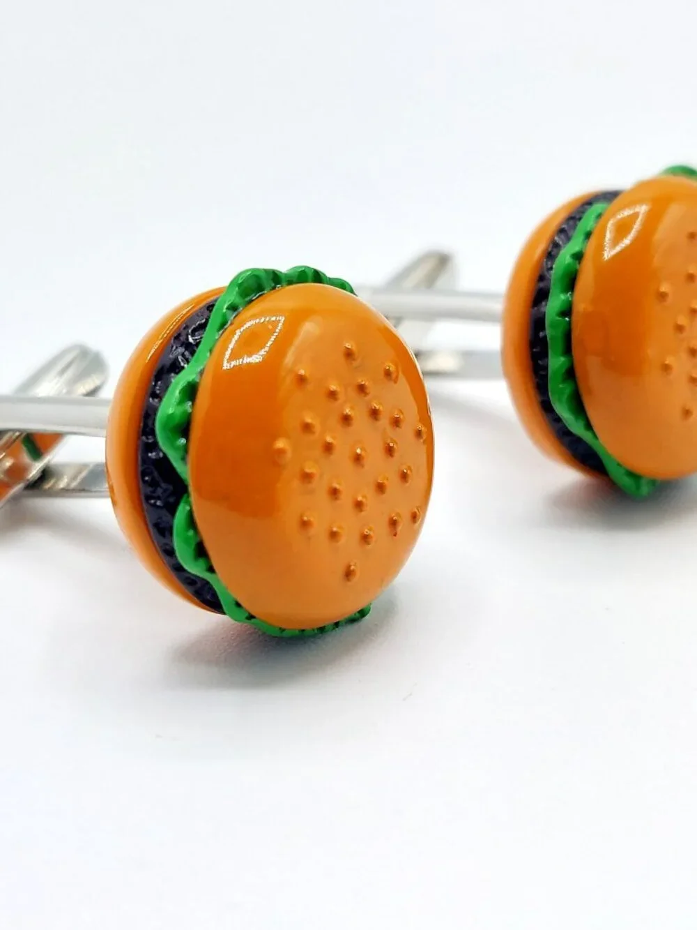 Hamburger Cufflinks Cook Out Novelty Food Burger links BBQ Father's Day